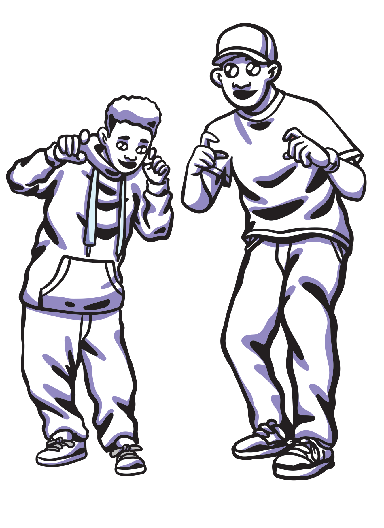 Illustrated characters taking photos