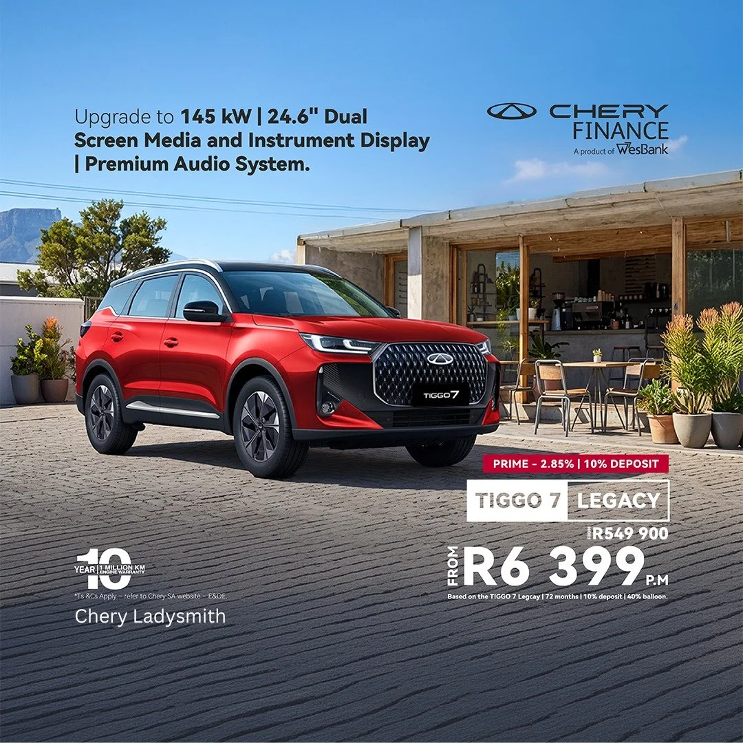 Tiggo 7 Legacy — From R6 399 PM. Hot Offers offer from Chery Ladysmith.