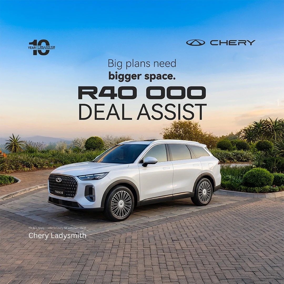 Tiggo 9 — R40 000 Deal Assist. Deal Assist offer from Chery Ladysmith.